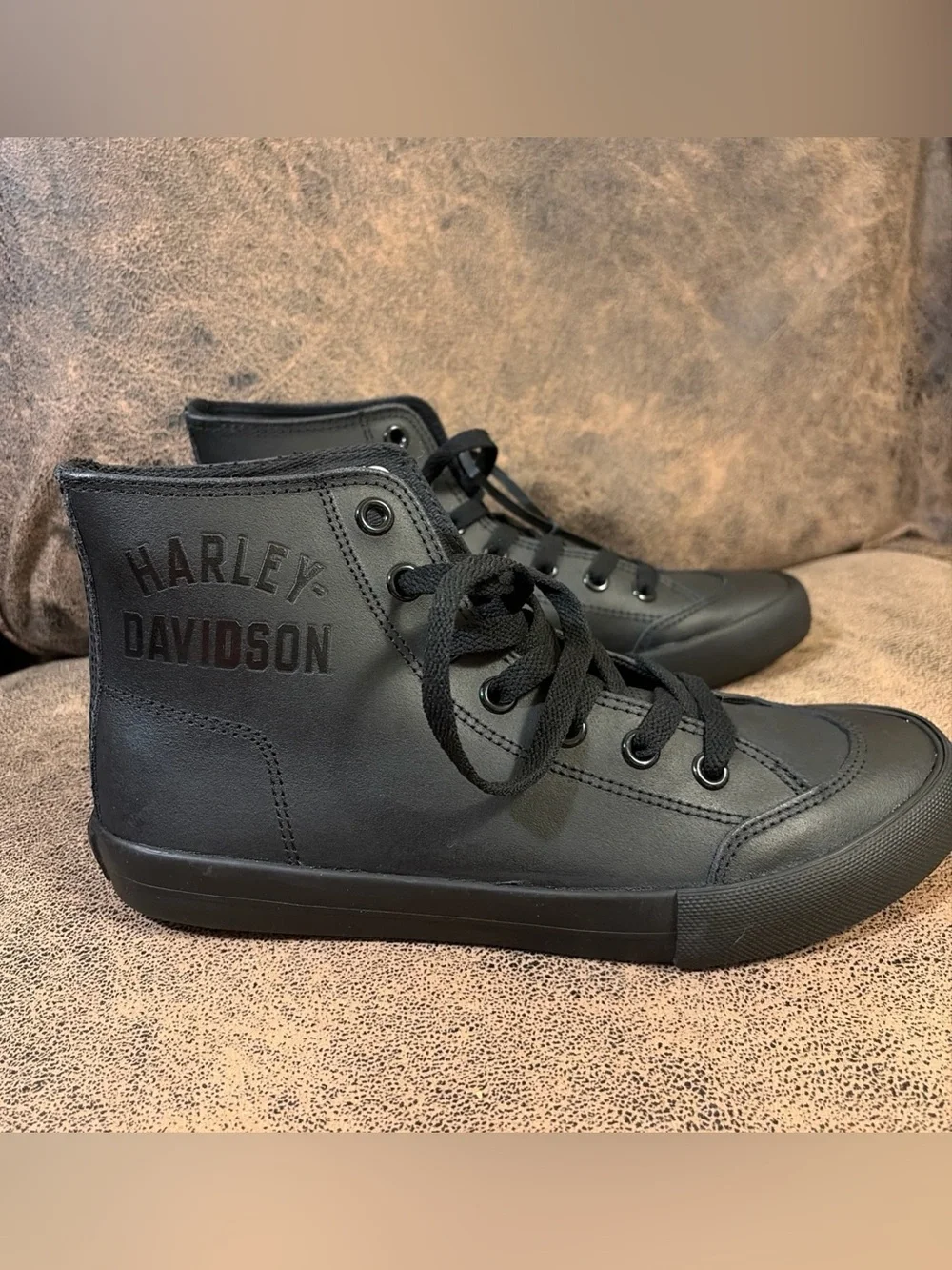 Harley-Davidson Men's Nathan High-Top Black or White Leather Sneakers Size 8